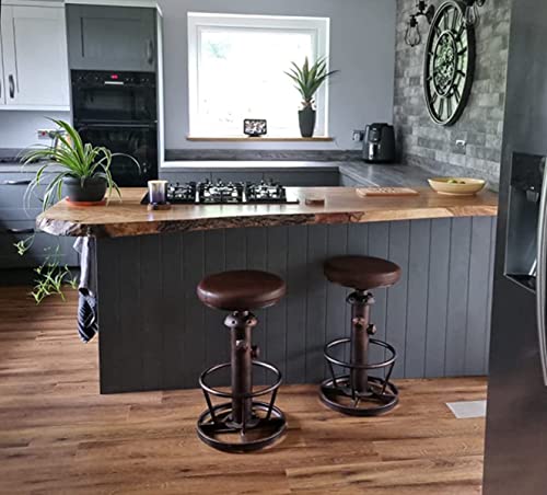 Vintage Bar Stools Fire Hydrant Design Swivel PU Seat 24-30inch Counter Height Adjustable Industrial Kitchen Island Stool Retro Dining Chair Farm