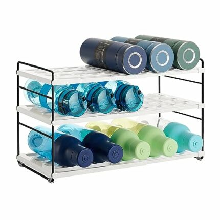 MetWoods Water bottle organizer for cupboard, 3-layer expandable and multifunctional water bottle storage device, using water bottle organizer an