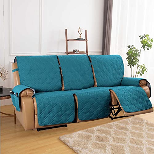 Recliner Chair Cover, Armchair Recliner Cover with Storage,Loveseat Recliner Slipcover for Leather Sofa,Washable Recliner Sofa Protector with Ela
