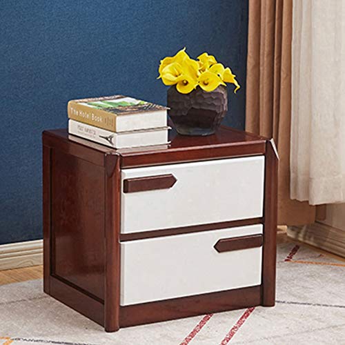 JYDQM Bedside Table Solid Wood Simple Bedside Table, Walnut Color and White Overall Bedside Table