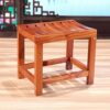 CHEWO Bath Stools,Bamboo Frame Shower Stool with Shelf Bathroom Stool Stool Suitable for Indoor or Outdoor Use