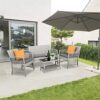 WODMB 4pcs Garden Furniture Outdoor Garden Lounge Set with Cushions Glass Table Garden Patio Rattan Sofa Set (Color : A, Size : One size)