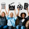 5 Pieces Movie Theater Decor Home Movie Theater Room Decor Cinema and Popcorn Wall Art Metal Movie Reel Wall Sign Home Theater Action Sign Cinema