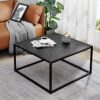 SAYGOER Black Coffee Table Small Square Coffee Tables Simple Modern Center Table for Living Room Home Office 27.6 * 27.6 * 15.7Inch, Easy Assembl