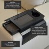 Meistar Sofa Tray w/Anti-Slip Base and Couch Cup Holder. Remote Control, Coffee Table and Cellphone Organizer. Portable Side Arm Rest Table w/Dra