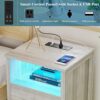 WOOVIVS Nightstand with LED Lights, Bedside Table with 2Outlets & USB Ports, Wooden Night Stand with 2 Drawers, End Table for Bedroom/Living Room