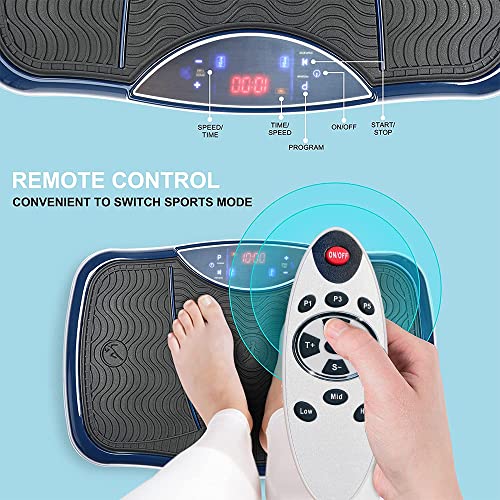 Vibration Plate Exercise Machine Whole Body Workout Vibration Platform w/ Bluetooth Speaker Remote Control Vibration Machine 5 Programs 180 Level