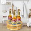 Jibb Rotating Coffee Syrup Rack - 7 Bottle Capacity - Lazy Susan Tray - Spinning Organizer - Tabletop Freestanding - Bamboo Construction - Anti-S