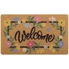 Carvapet Artificial Coir Doormat with Non-Slip Backing for Indoor and Outdoor 17 x 30 inch Front Door Welcome Mat Floral Doormat, Lavender