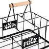 Bekith 6 Unit Milk Bottle Holder Wire Metal Doorstep Milk Crate Rustic Farmhouse Wire Bottle Carrier with Handle, 29 x 20 x 13 cm