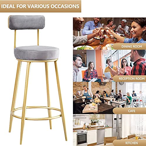 RTYHN Bar Stools Set of 2 Farmhouse Kitchen Breakfast Bar Stools Modern Chairs with Back Gold Metal Legs Bar Height Stools 26 inch Seat Height Co