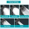 Turbo Shower Head with Temperature Display,High Pressure Shower Heads with 5 Spray Shower Modes and A Cleaning Mode,Universal Water Saving Shower