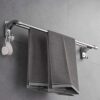 HIGOH Towel Rack Double Towel Bar with Hooks, Kitchen Anti-Rest Towel Stick Wall Mountedbathroom Towel Holder Towel Holder Bathroom Hardware/Silv