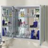TMEE Bathroom Mirror Cabinet with LED Lights and Shaver Socket, Cosmetic Storage with Adjustable Shelf and Demister, 2 Doors, 630 W x 650mm H Ill