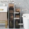 OPSREY Narrow Bathroom Storage Cabinet with Drawer, Large Capacity Tall Slim Bathroom Floor Cabinet with Plastic Drawers and Casters Vertical Sto