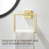 TQKAG Brushed Gold Towel Ring Bathroom Hand Towel Holder Stainless Steel Square Towel Bar Hangers Wall Mounted