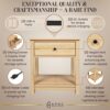 APOC HOME Wood Veneer Nightstand with Charging Station - Wood Smart Night Stand with Charging Station, Drawer & Shelf - Bedside Table with 2 USB