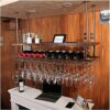 SUCHETA Hanging Wine Rack with Glass Holder and Shelf, Wine Racks, Hanging Wine Racks, Wine Glass Racks, Upside Down Home Bar, Wine Glass Racks,