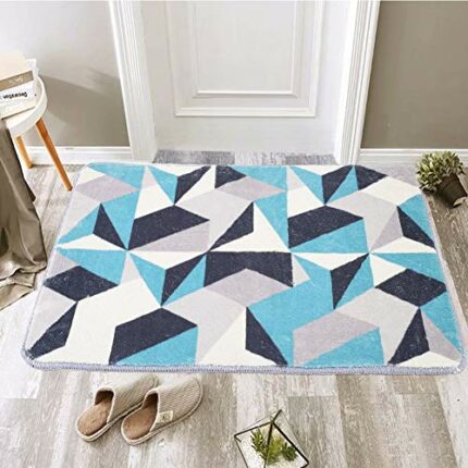 Non-slip Dirt Trapper Door Mat, Color&Geometry Super Absorbent Soft Floor Mat,Inside Dirt Trapper for Front Back Door, Indoor, Entryway, Hallway