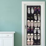 Yunnyp 24 Pockets Over the Door Shoe Organizer with 3 Metal Hooks Closet Shoe Holder Hanging Shoe Storage Bag Organizer