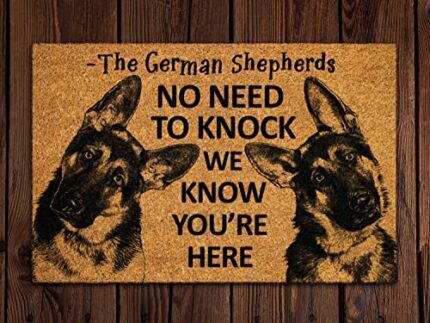 The German Shepherds Door Mat, We Know You are Here Dogs Door Mats, Funny German Shepherd Doormat, Welcome German Shepherd Mats Home Kitchen Door