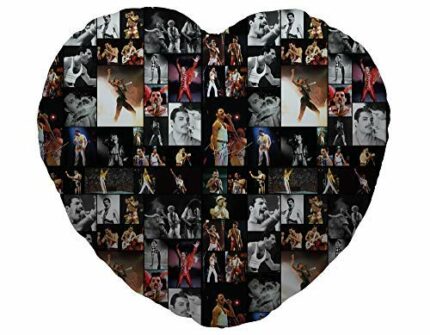 L&S PRINTS FOAM DESIGNS Colour Freddie Mercury Fan Montage Design Heart Shaped Cushion, Multi, 14 x 14