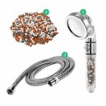 StoneStream® Shower Head Eco Power Original High Pressure Shower Head with Hose and Replacement Stones -3-in-1 Value Kit- with EcoStop Button for