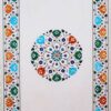 Gifts And Artefacts 24 x 48 Inches White Marble Rectangle Shape Dining Table Top Floral Pattern Inlay Work Kitchen Table for Home Furniture Decor