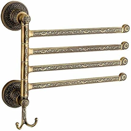 N/A Swing Out Towel Bar 4-Bars Folding Arm Swivel Towel Hanger Wall Mount Bathroom Towel Rack Space Saving