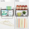 mDesign Bathroom Shelf – 2-Tier Wire Shelf with Integrated Towel Rail – Ideal Bathroom Storage Solution – Bronze