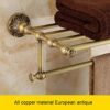 HIGOH Towel Racks,Bathroom Towel Rack Wall Mounted Towel Holder,Retro Antique Bath Towel Rack,All-Copper European Bathroom Thickened Wall-Mounted