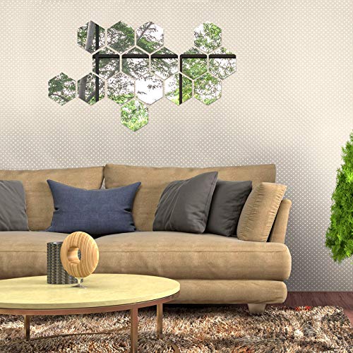 Flexible Mirror Sheets Self Adhesive 10 x 8.6 x 5 cm Non Glass Mirror Tiles Removable Acrylic Mirror for Home Living Room Bedroom Decor (36 Piece
