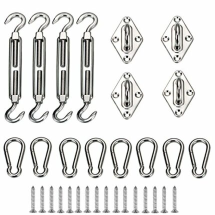 COSORO M8 Awning Attachment Set Garden Heavy Duty Sun Shade Sail Fixing Kit for Square and Triangle, Rectangle - 304 Stainless Steel (includes 4