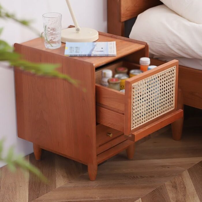 JJZXD Bedside Storage Cabinet Small Apartment Storage Cabinet Bedside Cabinet Rattan Cabinet Bedroom