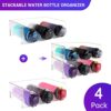 IVODEELA Water Bottle Organiser Rack,Stackable Water Bottle Holder for Cupboard Pantry Cabinet Fridge,Clear Water Bottle Storage Rack & Wine Rack