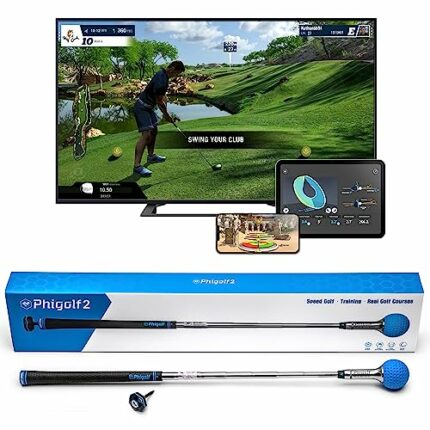 PHIGOLF Phigolf2 Golf Simulator with Swing Stick for Indoor & Outdoor Use, Golf Swing Trainer with Upgraded Motion Sensor&3D Swing Analysis, Comp