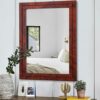 AAZZKANG Rustic Large Mirror Decorative Wooden Frame Wall Mirror 26"x18" for Farmhouse Bedroom Bathroom Dressing Room Home Decor