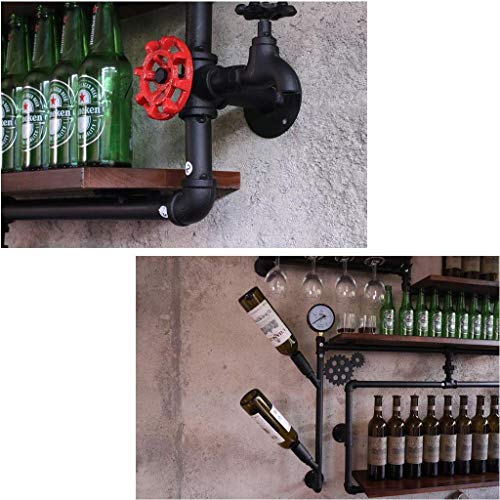MiroDo Wall Mounted Metal Wine Rack with Wine Glass Holder & Wine Cork Storage Cage Wall-Mounted Vintage Wood Wine & Stemware Display Rack Wine B