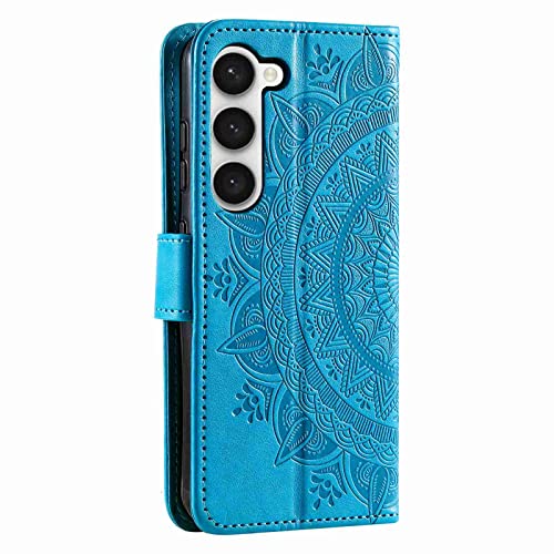 Reevermap Samsung Galaxy S23 Case, Protective Wallet Case Flip Shockproof PU Leather Card Slots Embossed Mandala Magnetic Closure Stand Cover for
