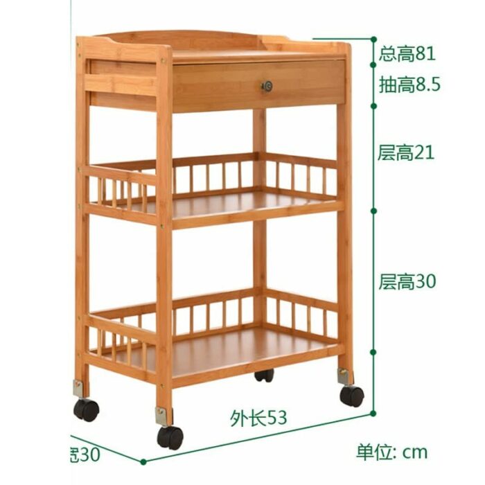 GRETD Removable Dining Cart 3-tier Dining Cart Small Living Room Cart Kitchen Storage Rack (Color : D, Size : 81CM*53CM)