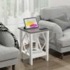 3imothrix End Table with Charging Station, Side Table with USB Ports and Outlets, Nightstand, 2 Tier End Table with Storage Shelf for Living Room