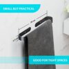 Black Towel Holder | Stylish Bathroom Towel Rail | Self adhesive and wall mounted | 30cm or 12 inches in length | Stainless Steel Towel Rail Wall