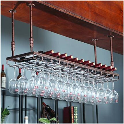 Stylish Simplicity Down Wine Rack Vintage Wrought Iron Wine Rack Home Goblet Rack Bar Special Goblet Rack - Restaurant Kitchen Bar Decoration Adj