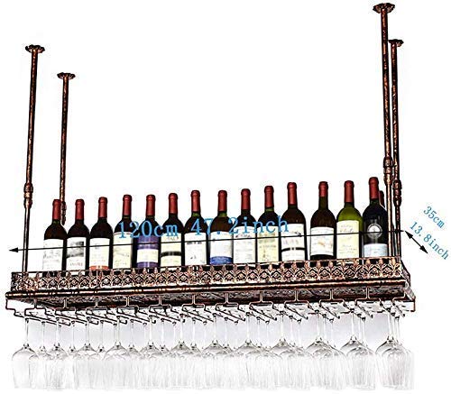OUSIKA Wine Racks,Wine Lovers/Floating Wine Shelf Wine Glass Rack Wine Rack Adjustable Height Ceiling Mounted Hanging Wine Bottle Holder Metal Ir