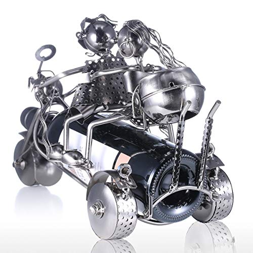 PIBM Stylish Simplicity Artwork Punk Double Motorcycle Locomotive Metal Wine Wine Rack Desktop Porch Home Decoration Bar Restaurant Decorations S