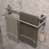 GVKAR Self Adhesive Towel Rail SUS 304 Stainless Steel Bath Towel Holder with 2 Hooks for Kitchen Bathroom 17.5 inch 2-Tier Towel Rack Wall Mount