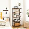 HOOBRO Narrow Side Table, Industrial Bedside Table, Slim Bed Side Table, Stackable Side Table for Small Spaces, Small Nightstand, Living Room, Be