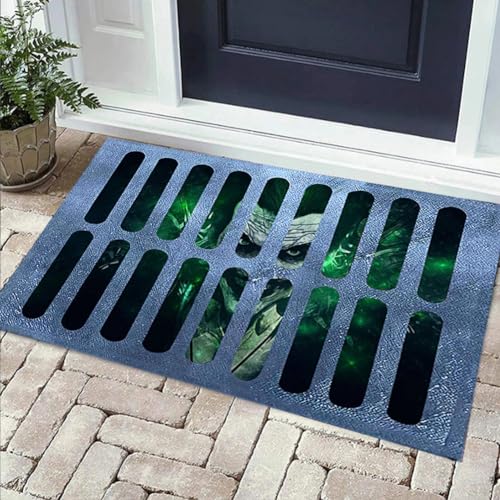 COHNDB Halloween Door mat 3D Halloween Clown Outdoor Mat Horror Clown Doormat Halloween Kitchen Carpet Spooky Floor Rugs Non Slip Rugs for Bedroo