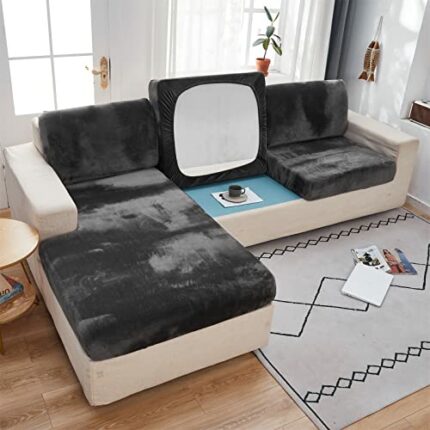 jianyana Universal Velvet Stretch Cushion Cover, Non-Slip Stretch Sofa Cushion Cover, Sectional Couch Cover, Elastic Furniture Protector Cover (d