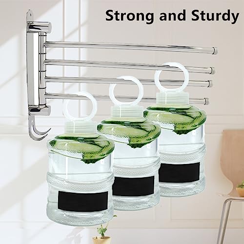 Swivel Towel Rail Wall Mounted, Stainless Steel Towel Rack Holder with 4 Swivel Bars, Swing Towel Holder for Kitchen, Bathroom, Toilet, Rotatable